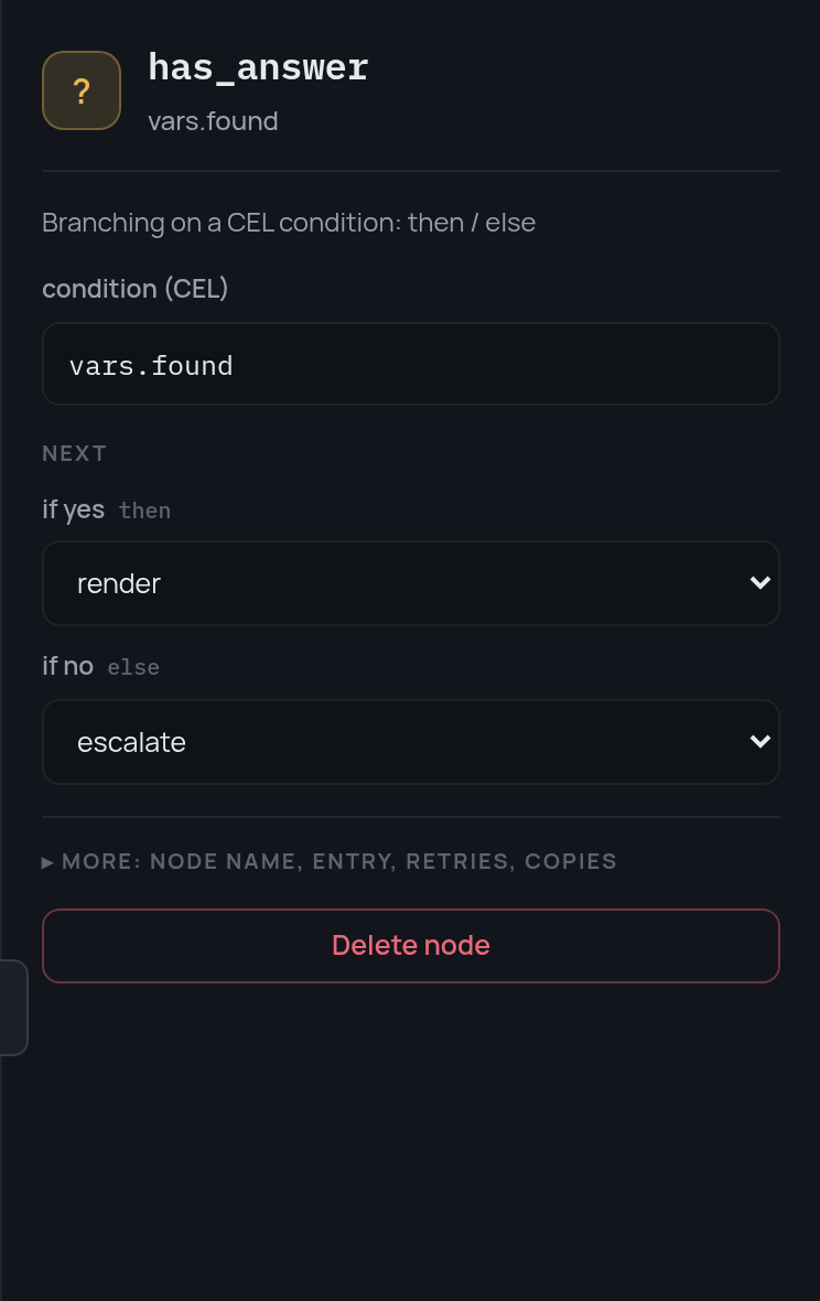 A condition in the inspector