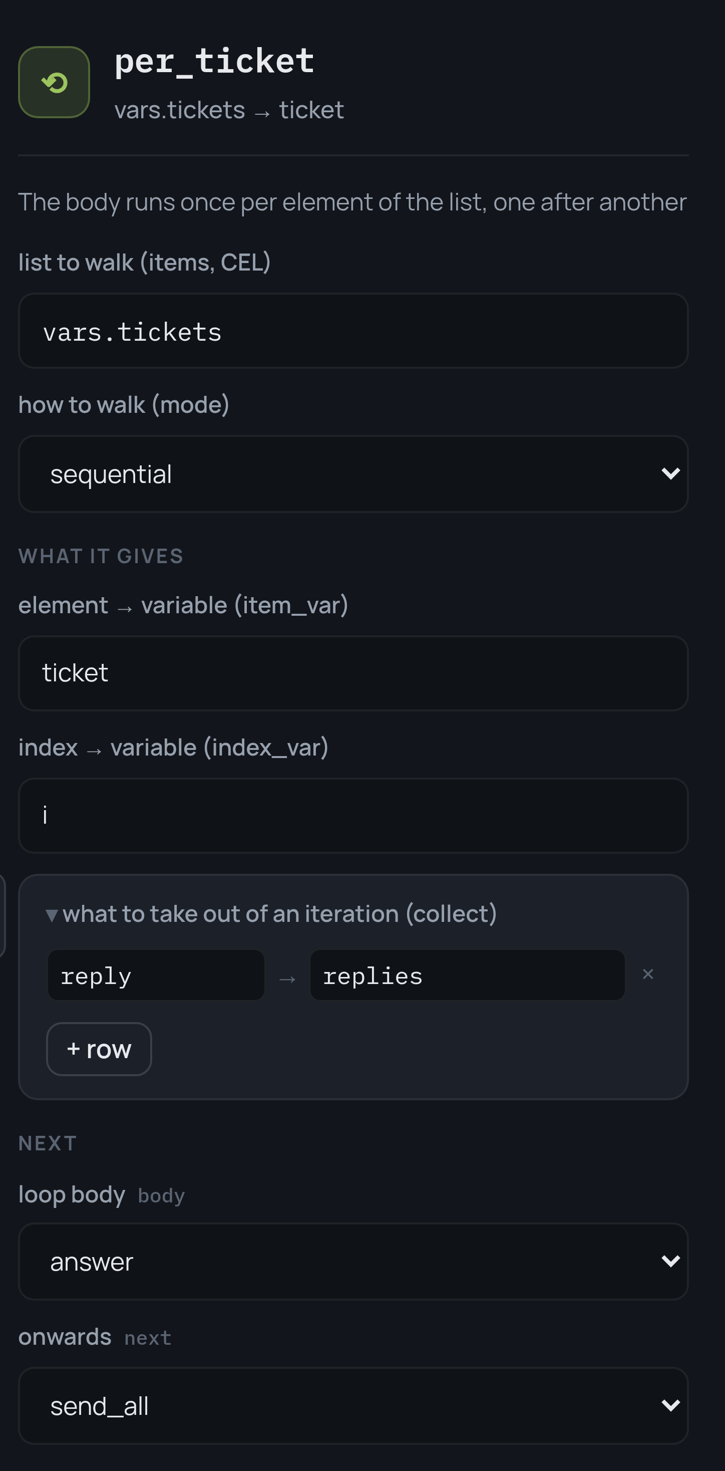 The map node in the inspector